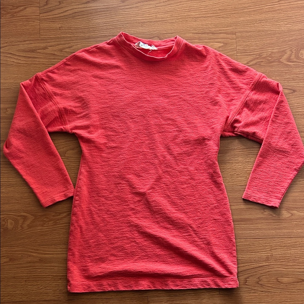 Free People Beach Vibrant Coral Orange Long Sleeve Top